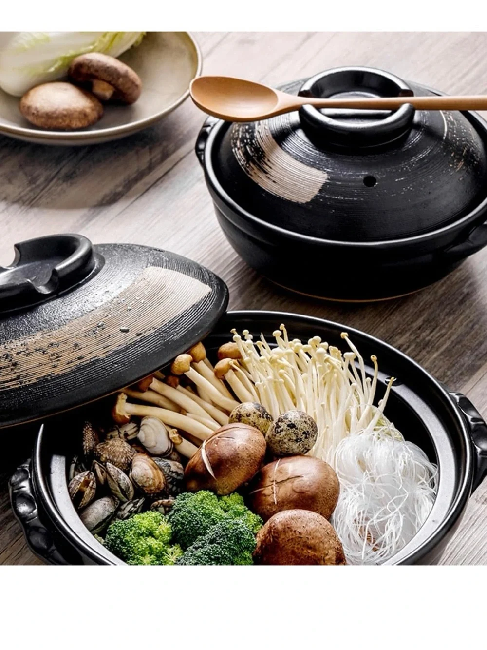 Ceramic Cooking Pot Large Chinese Casserole Earthenware Clay Pot with Lid Heat R